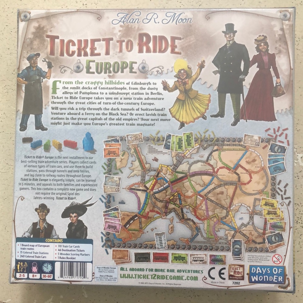 Alan R Moon ‘Ticket To Ride Europe’ Board Game - Picture 3 of 5